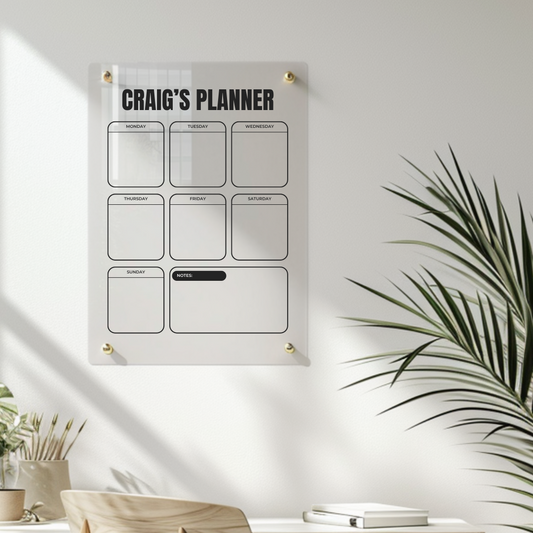 Personalised Daily Planner | Family Chore Wall Schedule | Weekly Schedule Chart | Recyclable Acrylic | Reusable Wipe-able Organization Calendar | + Free Marker Pen & Eraser - By Victoria Maxwell