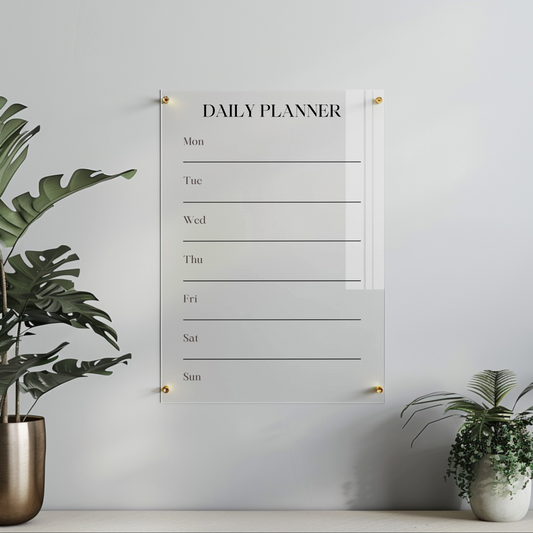 Personalised Weekly Planner | Family Planning Chart | Recyclable Acrylic | Reusable Wipe-able Organization Calendar | + Free Marker Pen - By Victoria Maxwell
