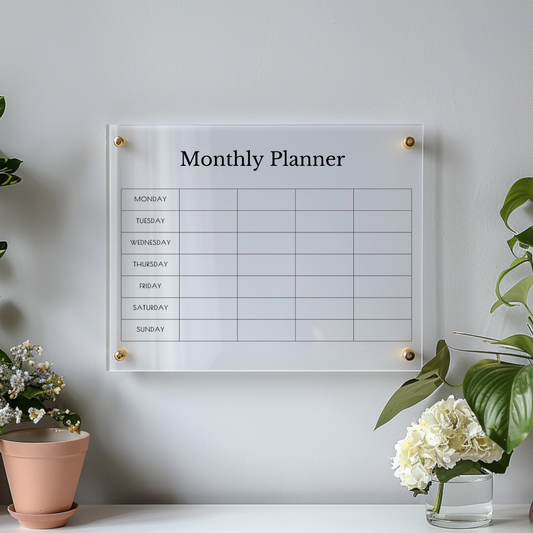 Personalised Weekly Planner | Monthly Family Planning Chart | Recyclable Acrylic | Reusable Wipe-able Organization Calendar | + Free Marker Pen & Eraser - By Victoria Maxwell