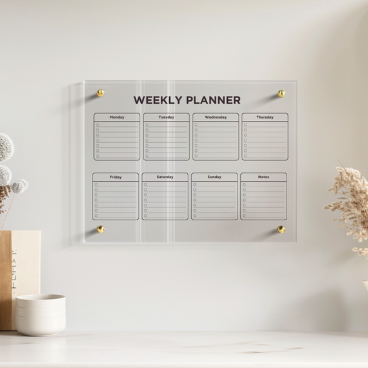 Personalised Weekly Planner | Family Chore To Do List | Monthly Planning Chart | Recyclable Acrylic | Reusable Wipe-able Organization Calendar | + Free Marker Pen & Eraser (Copy) - By Victoria Maxwell