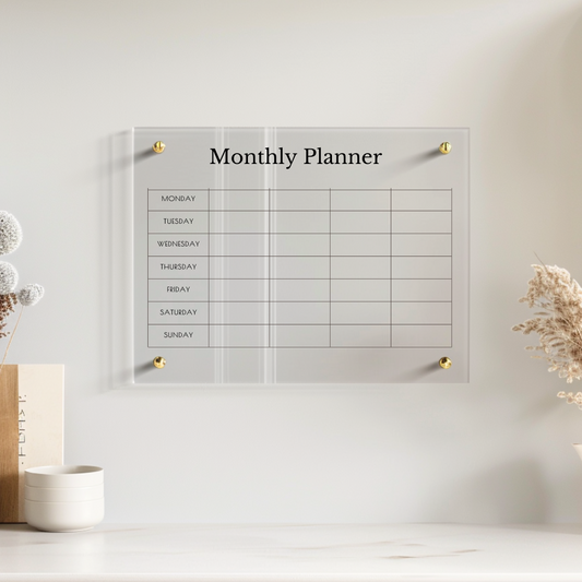 Personalised Monthly Planner | Family Chore To Do List | Weekly Planning Chart | Recyclable Acrylic | Reusable Wipe-able Organization Calendar | + Free Marker Pen & Eraser - By Victoria Maxwell