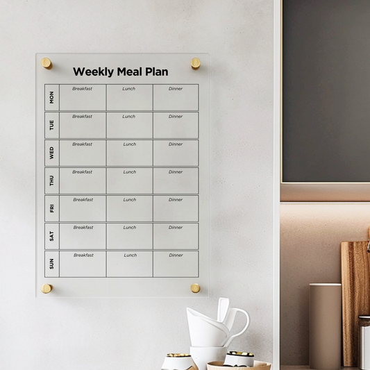Personalised Weekly Meal Planner | Family Chore To Do List | Monthly Planning Chart | Recyclable Acrylic | Reusable Wipe-able Organization Calendar | + Free Marker Pen & Eraser - By Victoria Maxwell