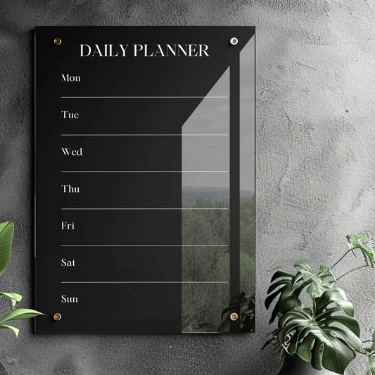 Personalised Daily Planner | Family Chore To Do List | Weekly Planning Chart | Recyclable Acrylic | Reusable Wipe-able Organization Calendar | + Free Marker Pen & Eraser - By Victoria Maxwell