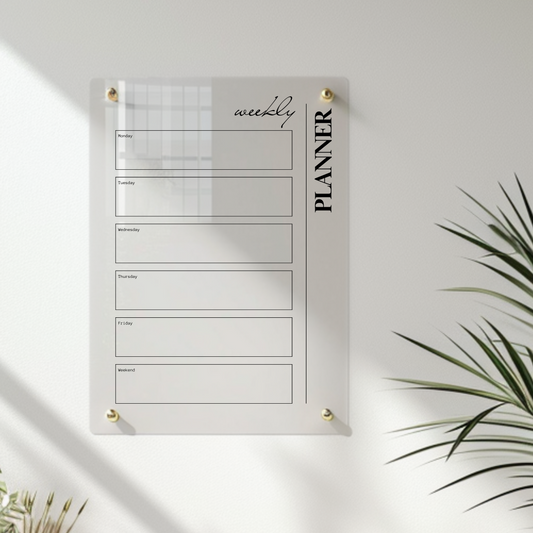 Personalised Weekly Planner | Family Planning Chart | Recyclable Acrylic | Reusable Wipe-able Organization Calendar | + Free Marker Pen - By Victoria Maxwell