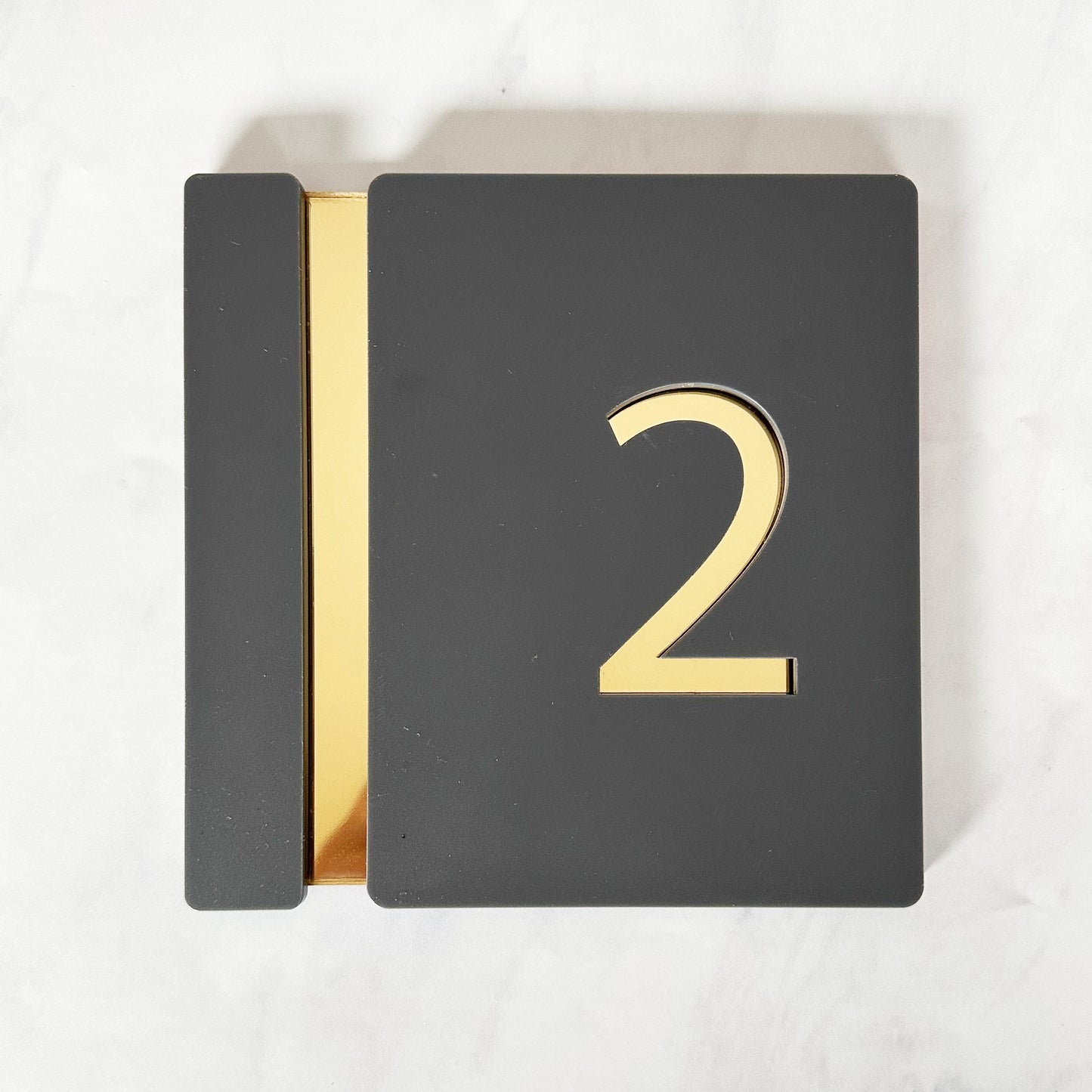 Personalised House Number Sign, Gold Mirror Acrylic Sign, Slate Grey House Sign, Gold and Black House Sign