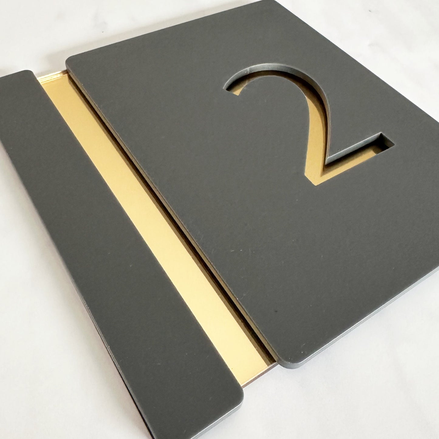 Personalised House Number Sign, Gold Mirror Acrylic Sign, Slate Grey House Sign, Gold and Black House Sign
