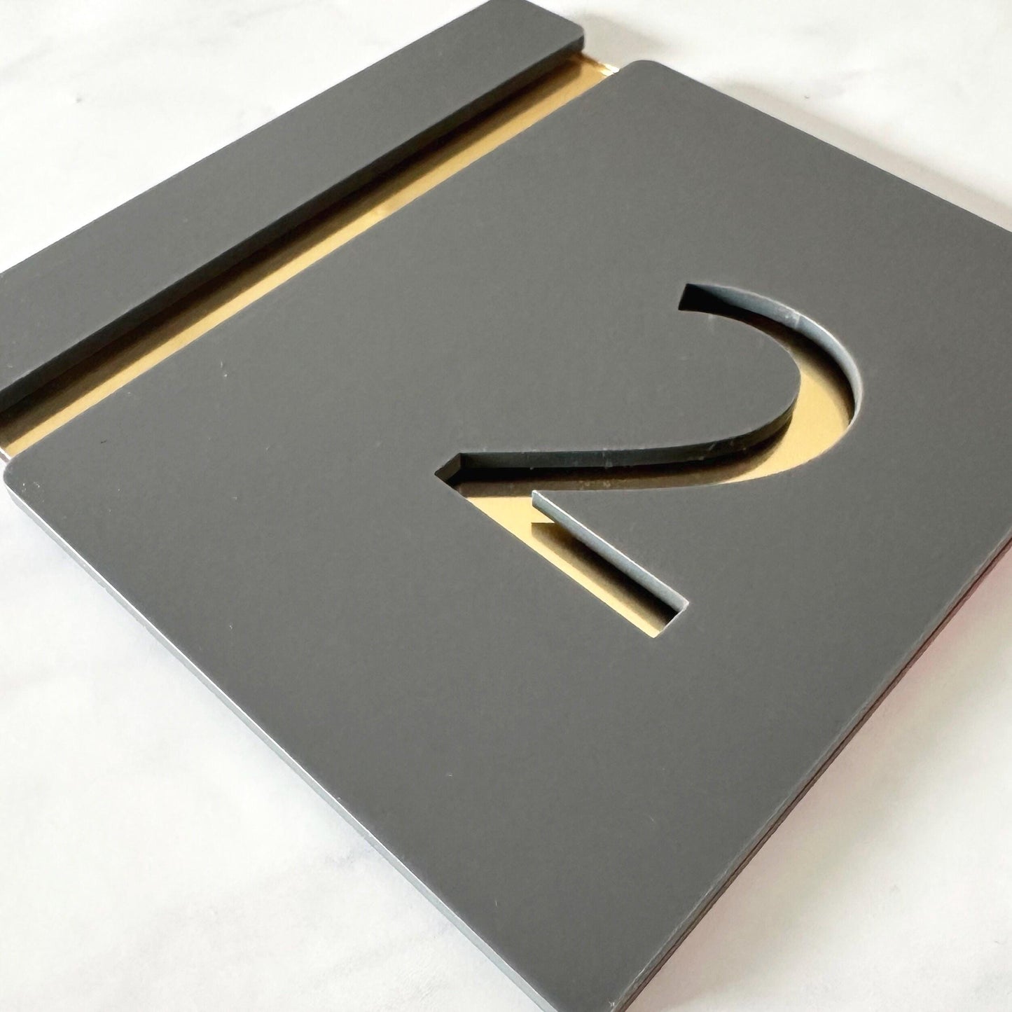 Personalised House Number Sign, Gold Mirror Acrylic Sign, Slate Grey House Sign, Gold and Black House Sign