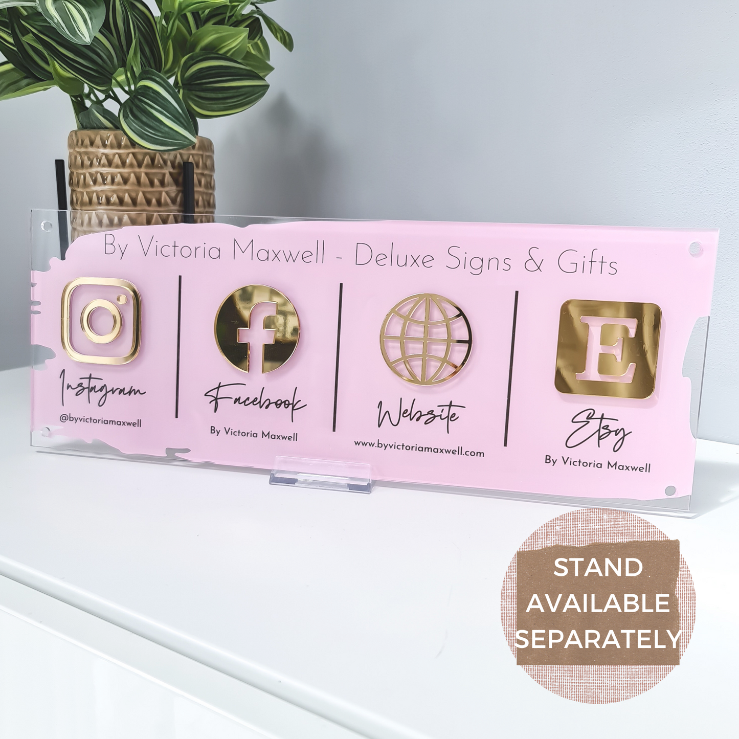 4 Icon Wall Mounted Social Media Sign - V&C Designs Ltd