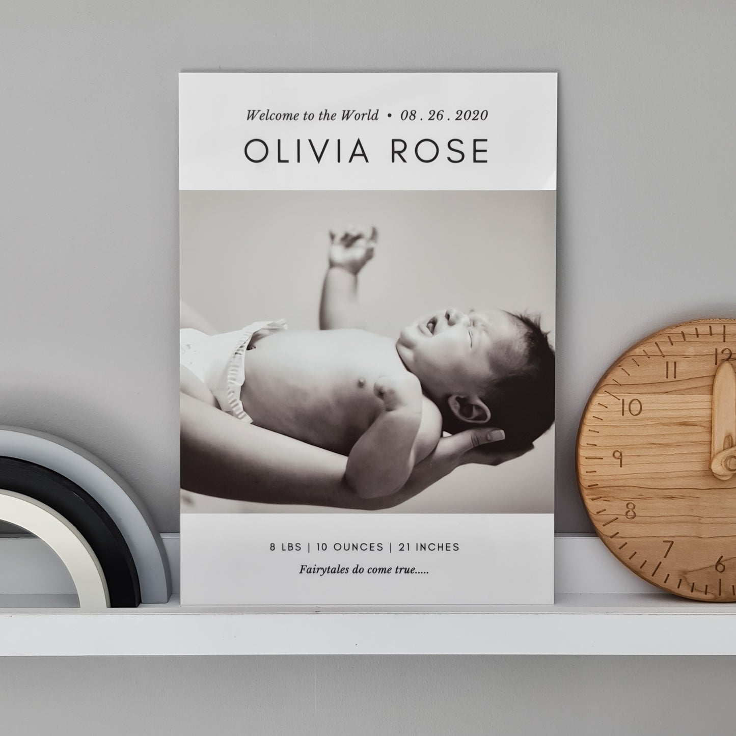 Personalised A4 Baby Announcement Acrylic Print - V&C Designs Ltd