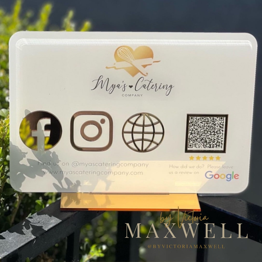 Multi Icon with QR Code + Optional Logo Social Media Sign - V&C Designs Ltd