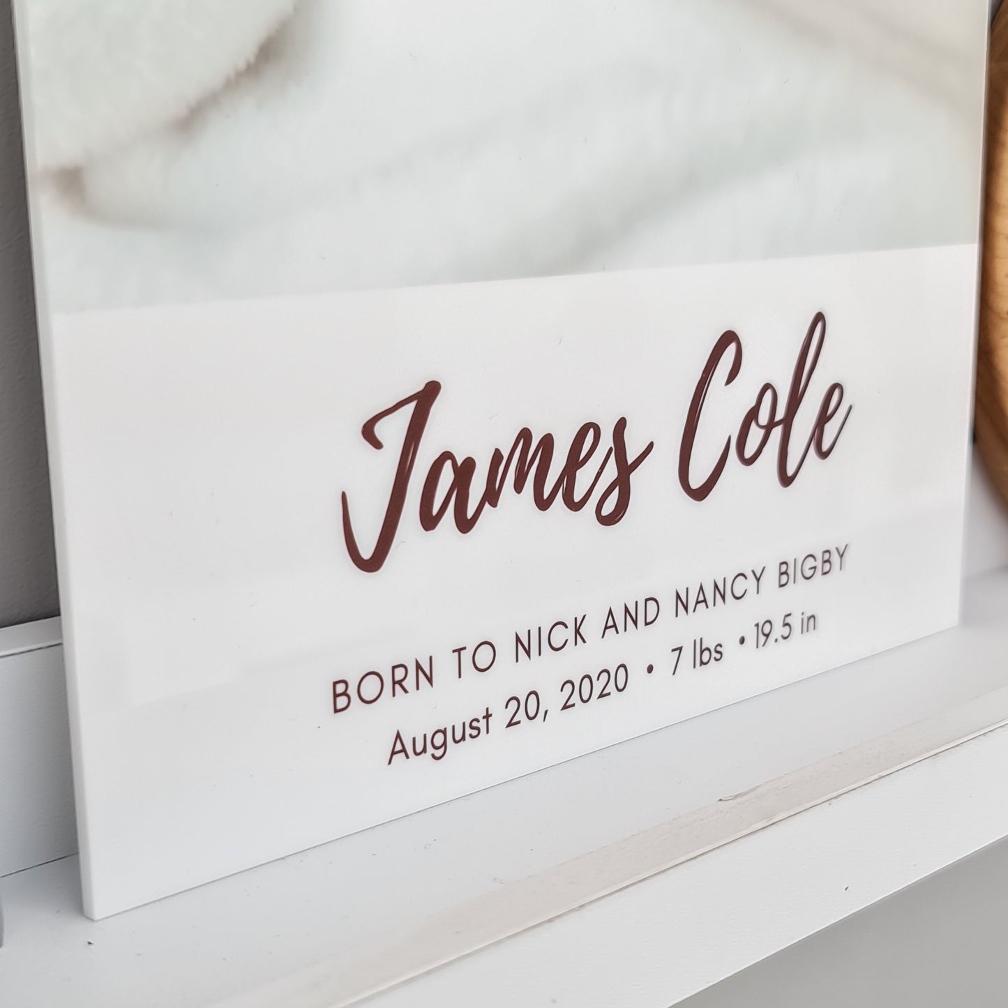 Personalised A4 Baby Announcement Acrylic Print - V&C Designs Ltd