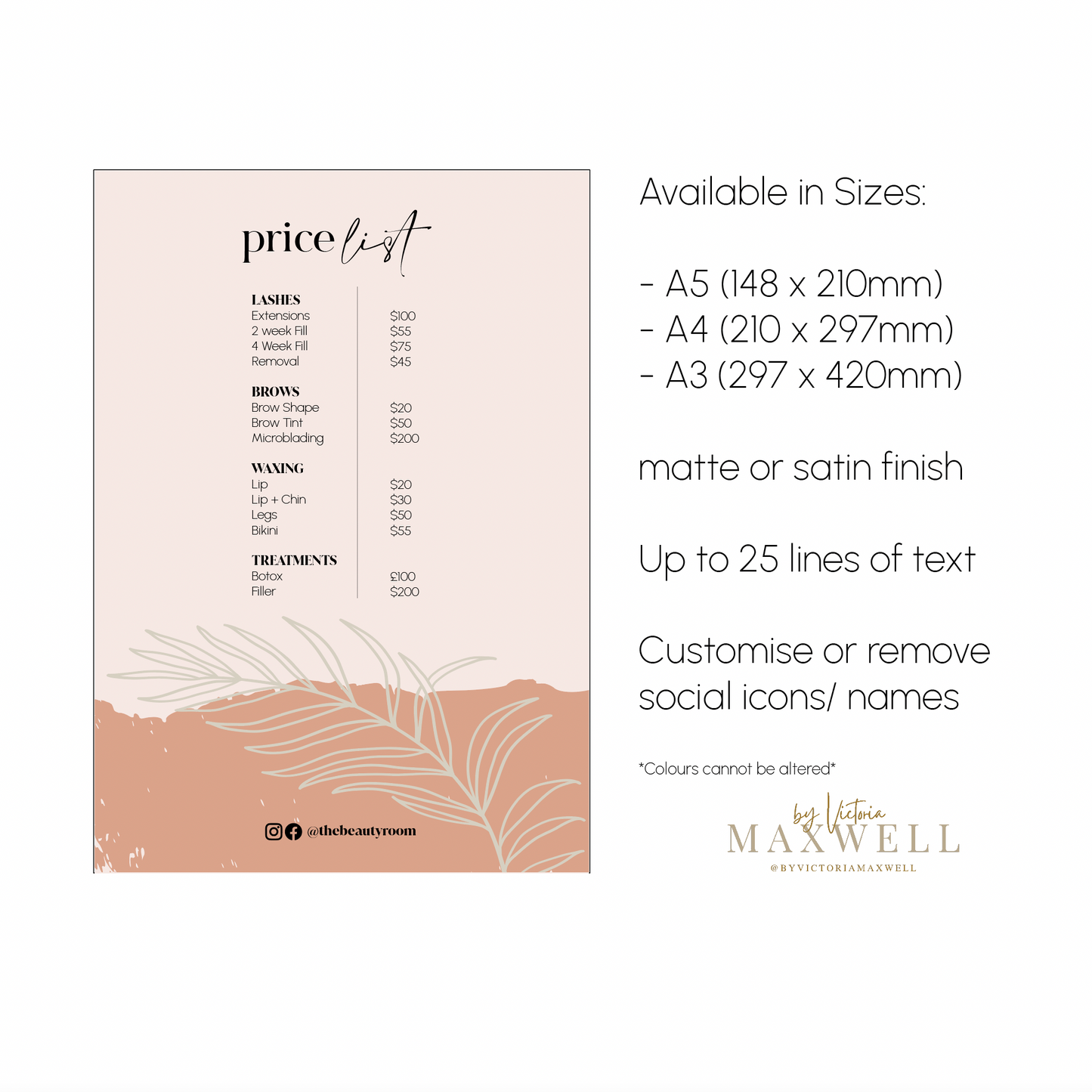 Orange Palm Price List - Giclee Print - V&C Designs Ltd