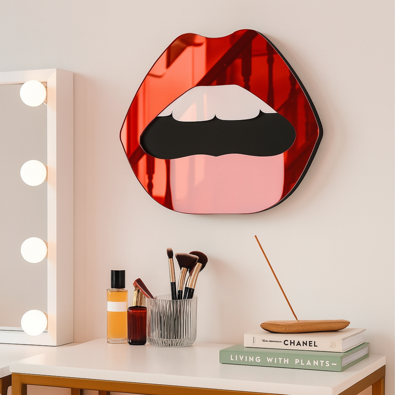 Decorative wall mirror displayed in modern living room