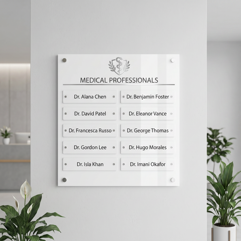 Clinic room identification sign designed for patient navigation