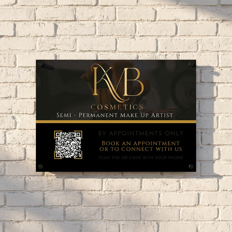 Acrylic QR code sign customised with company branding