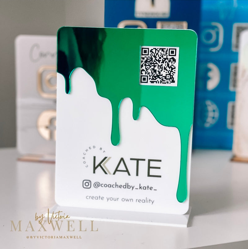 Acrylic QR code table sign linking customers to digital menu