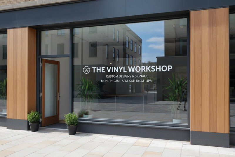 Custom vinyl lettering for business windows and shopfronts