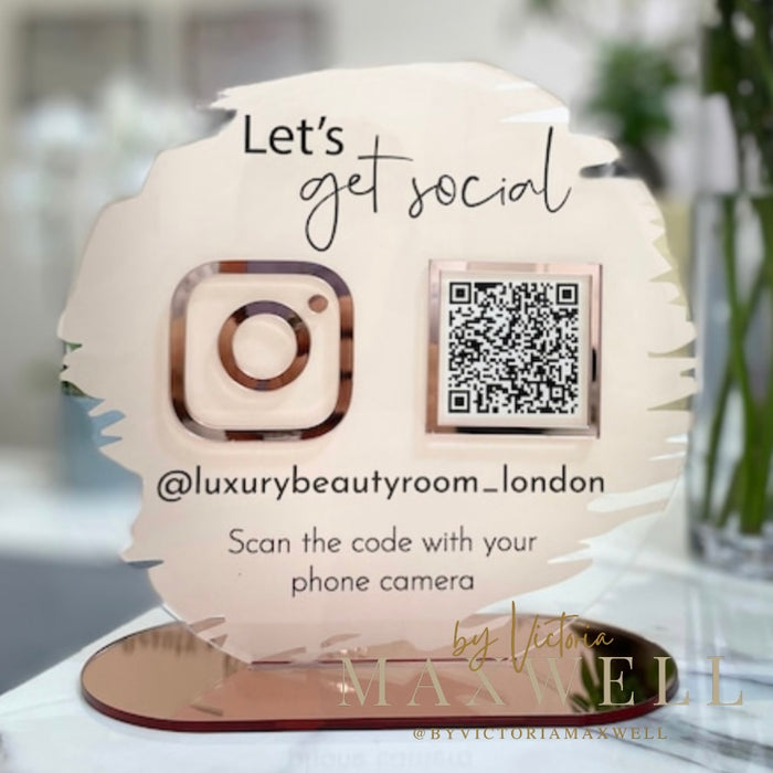 Circle Icon with QR Code Business Social Media Sign