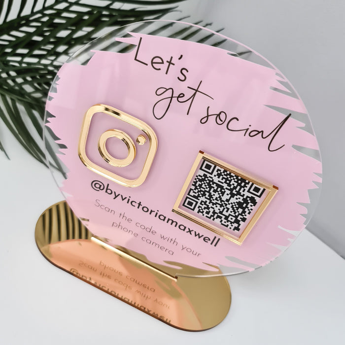 Circle Icon with QR Code Business Social Media Sign