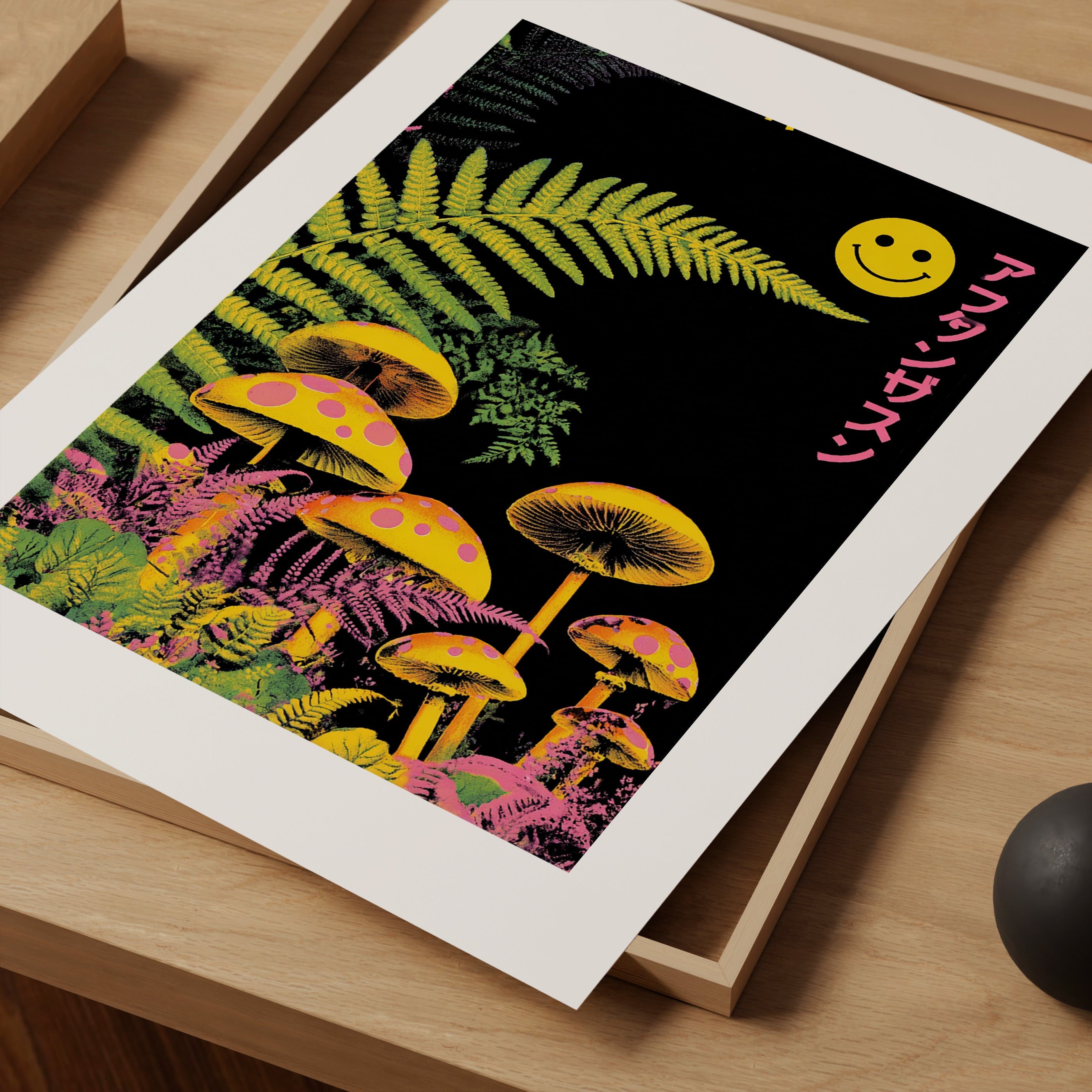 Japanese Psychedelic Mushroom Wall Art Print – Tokyo Aesthetic Poster, Neon Trippy Decor, Urban Giclée Print V&C Designs Ltd