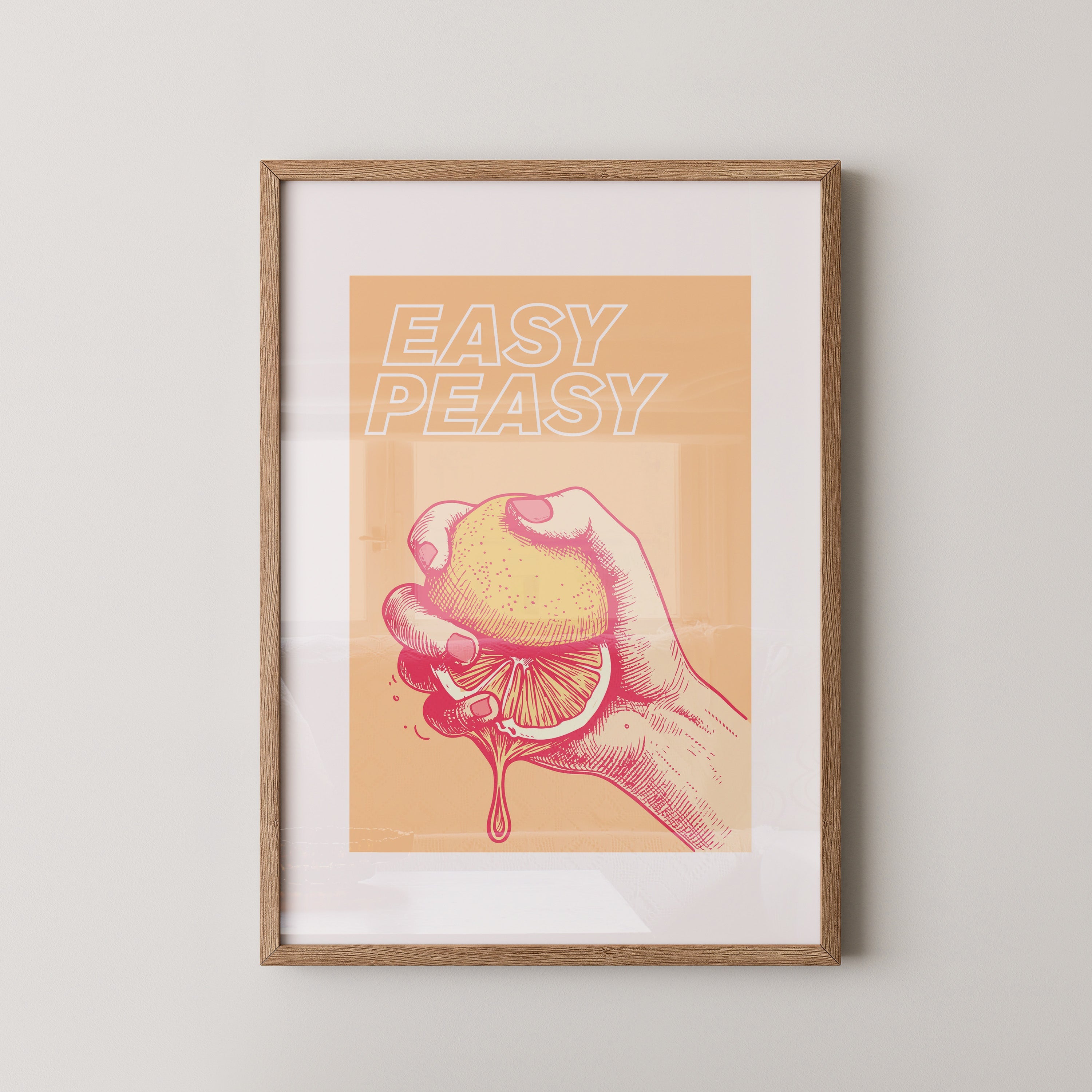 Easy Peasy Lemon Wall Art Print – Retro Citrus Poster, Minimalist Kitchen Art, Modern Giclée Print Home Decor V&C Designs Ltd