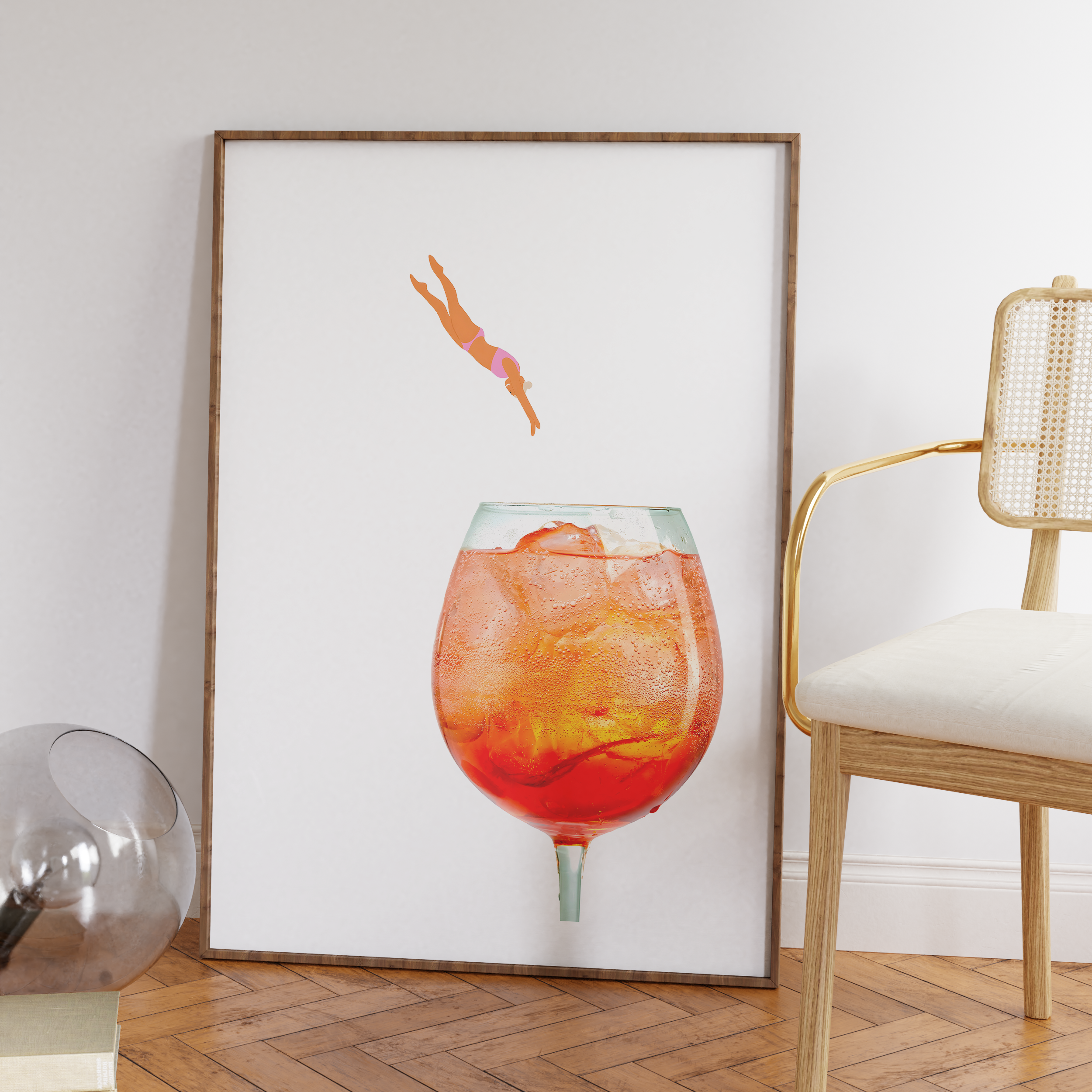 Aperol Spritz Wall Art Print – Minimal Cocktail Poster, Summer Drink Photography, Modern Bar Cart Decor Giclée Print V&C Designs Ltd