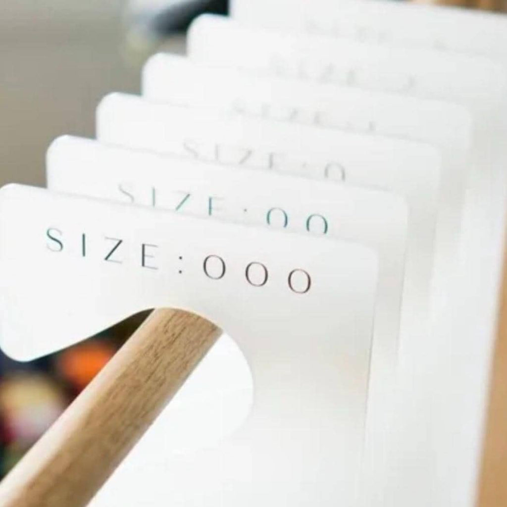 Personalised wardrobe size divider set in white acrylic
