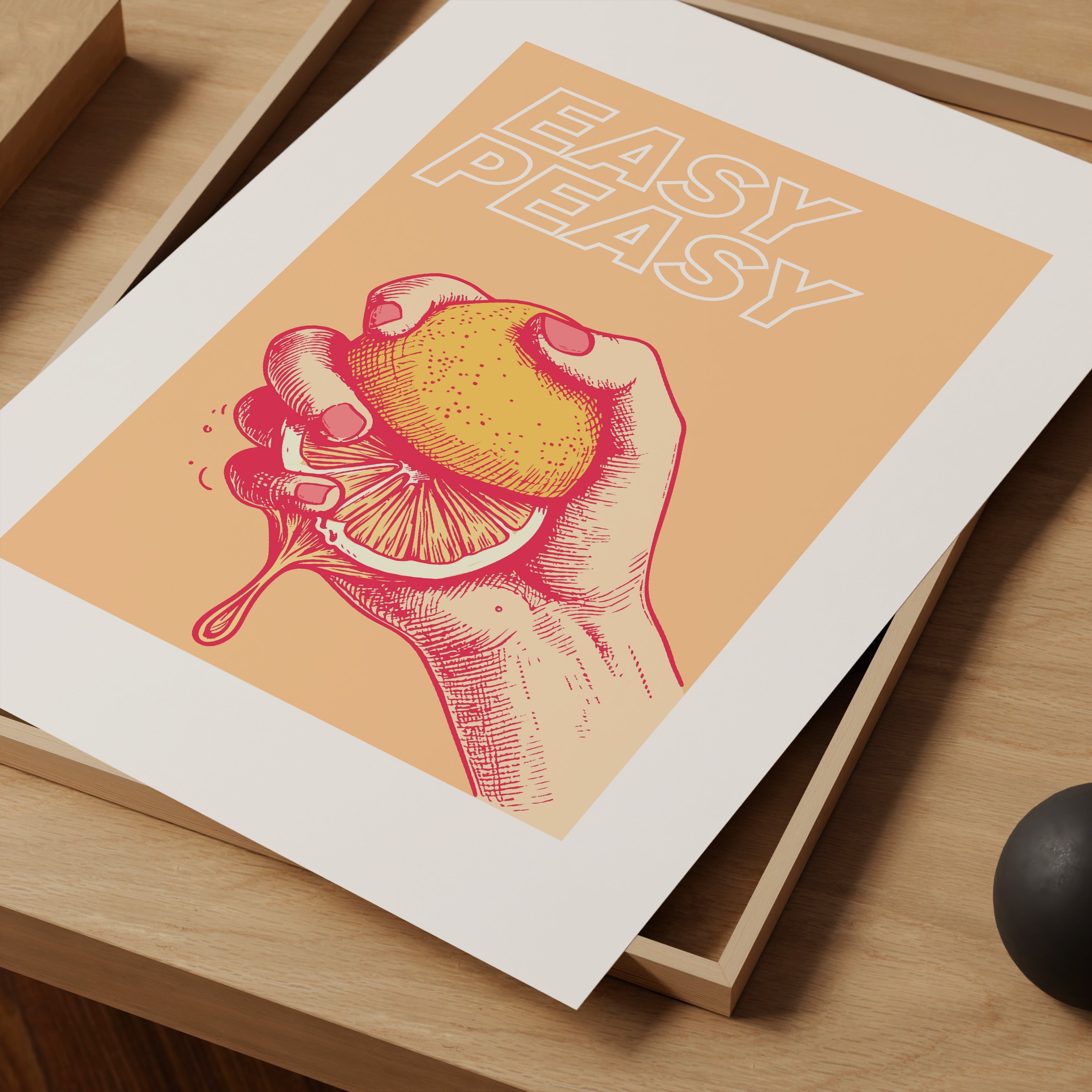 Easy Peasy Lemon Wall Art Print – Retro Citrus Poster, Minimalist Kitchen Art, Modern Giclée Print Home Decor V&C Designs Ltd
