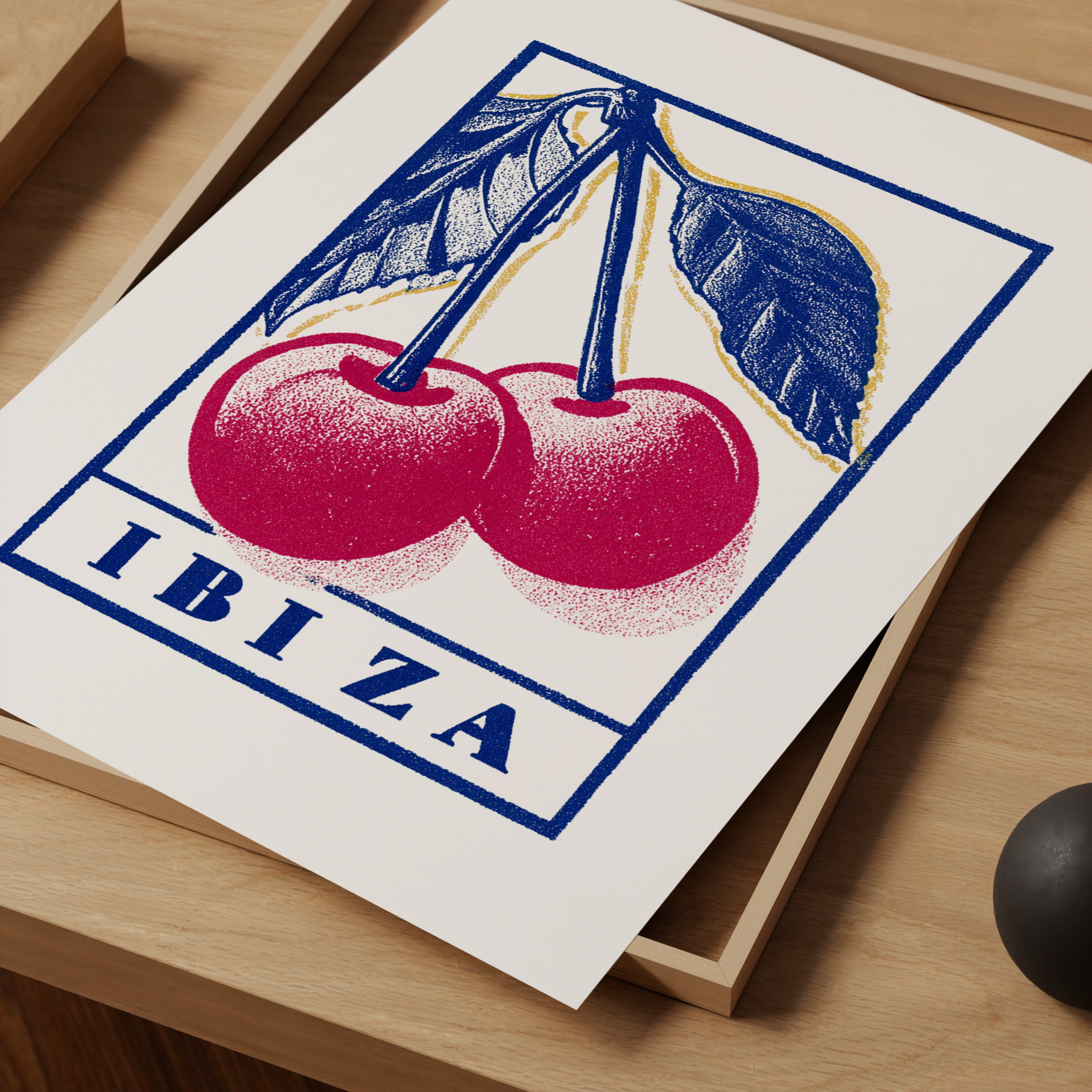 Retro Ibiza cherries fine art wall print – modern home decor