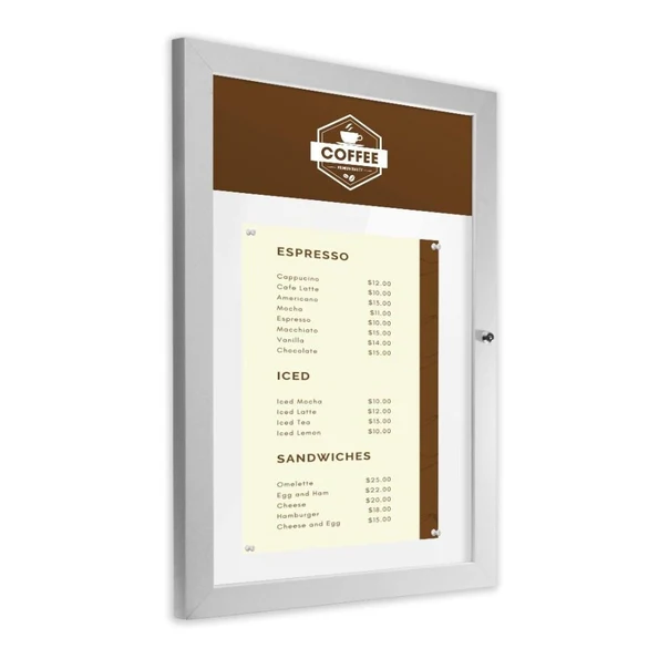 LED wall mounted menu case for restaurants