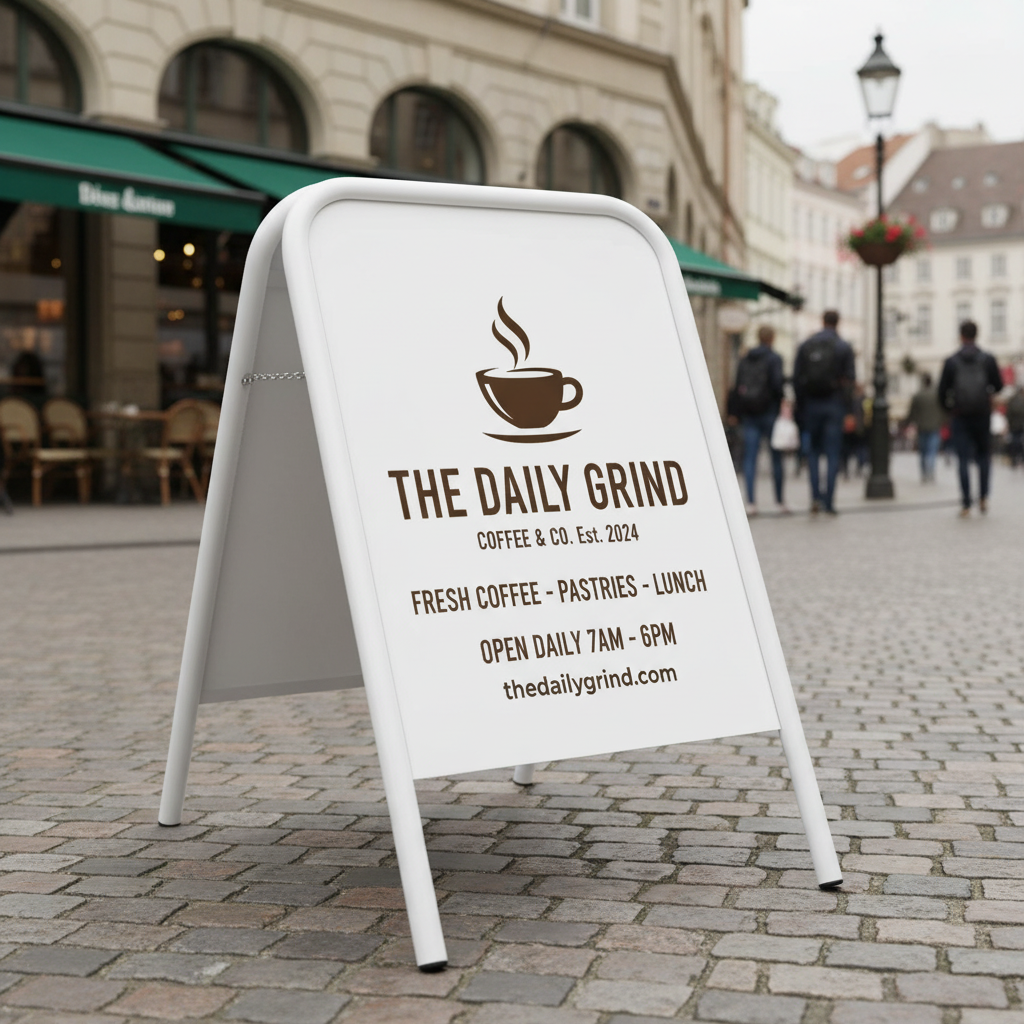 Premium Aluminium A-Board Pavement Sign – Double Sided Outdoor Advertising Board V&C Designs Ltd