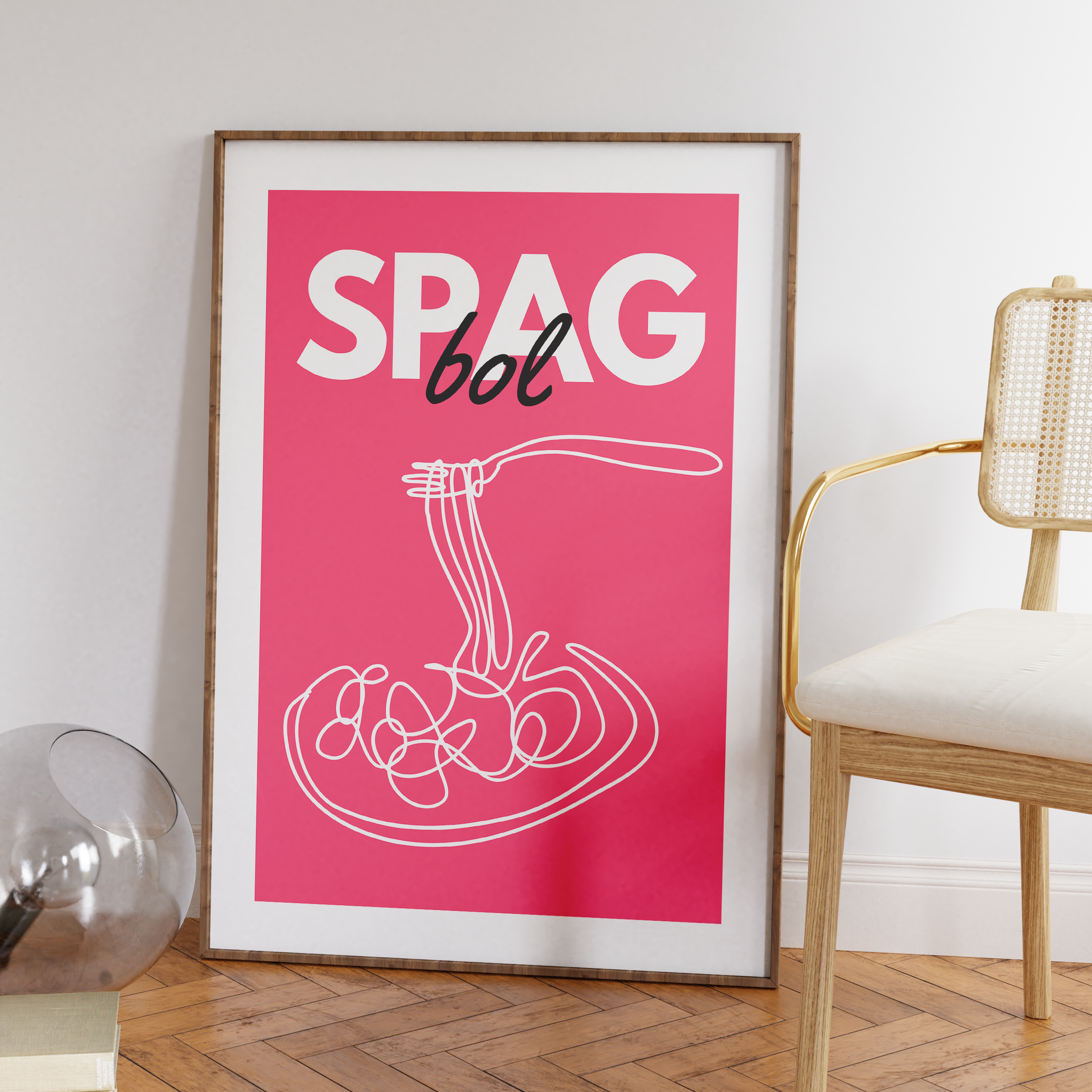 Spag Bol Wall Art Print – Funny Pasta Poster, Modern Kitchen Typography Art, Minimal Food Giclée Print Decor V&C Designs Ltd