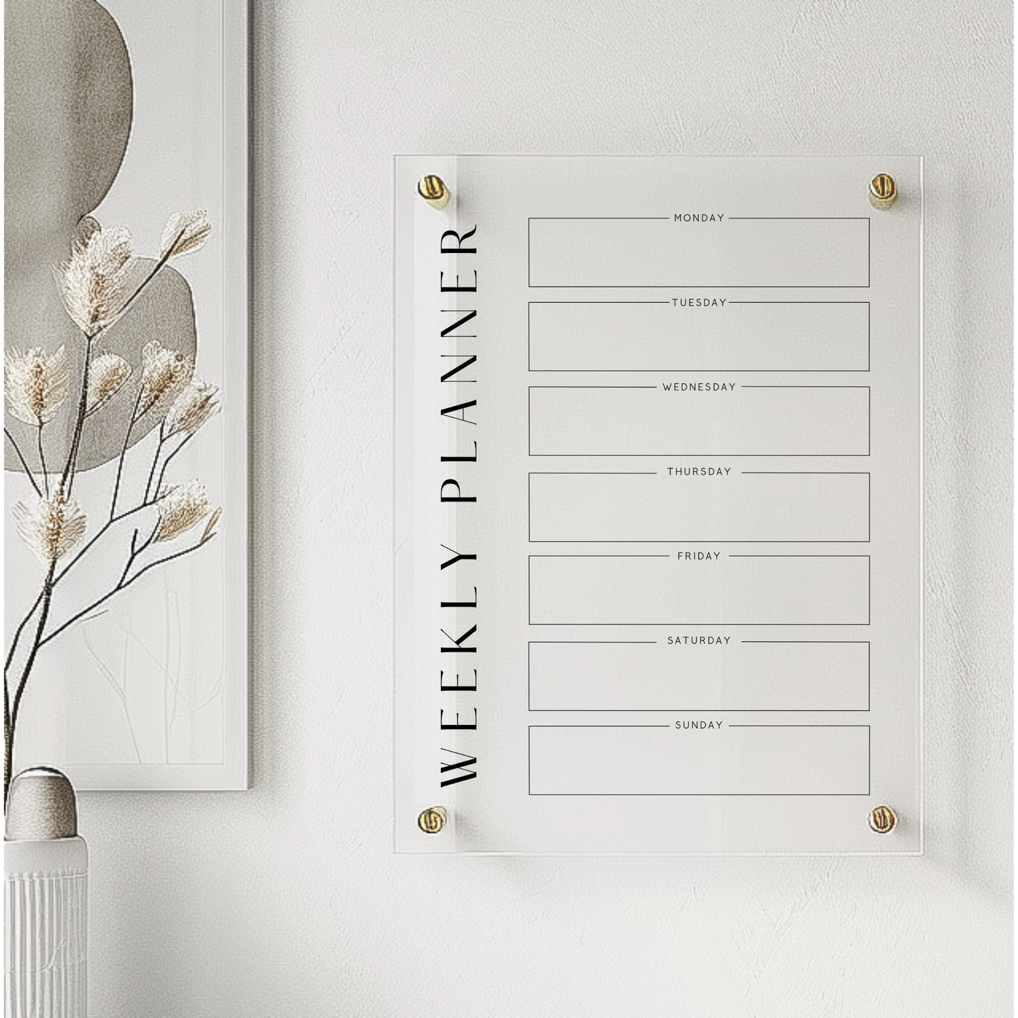 Custom A4/A3 Clear Acrylic Wall Planner with Modern Design and Various Fixture Options