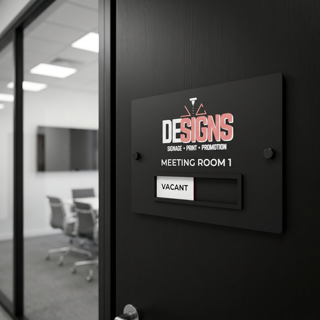 Custom Acrylic Sliding Door Sign with Occupied Vacant Indicator for Meeting Rooms, Offices, Clinics and Salons