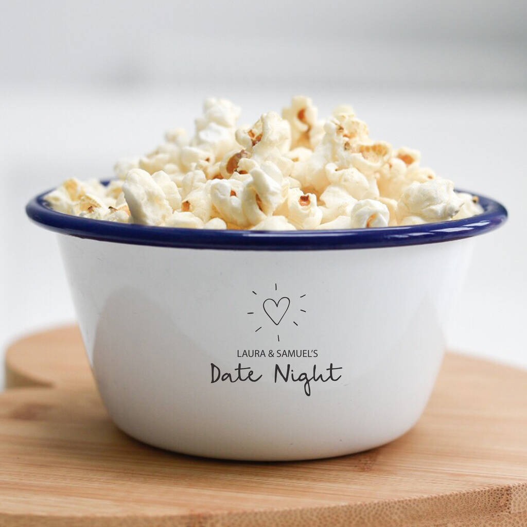 Personalised date night popcorn bowl for couples