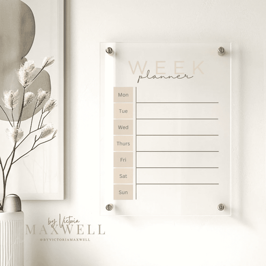 Personal Weekly Planner | Family Planning Chart | Recyclable Acrylic Reusable Wipeable Organization Calendar | + Free Marker Pen - V&C Designs Ltd