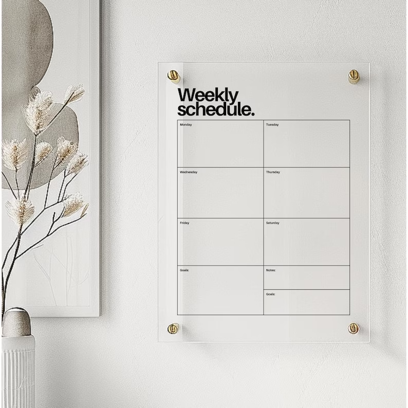 Personal Weekly Planner | Family Planning Chart | Recyclable Acrylic Reusable Wipeable Organization Calendar | + Free Marker Pen - V&C Designs Ltd