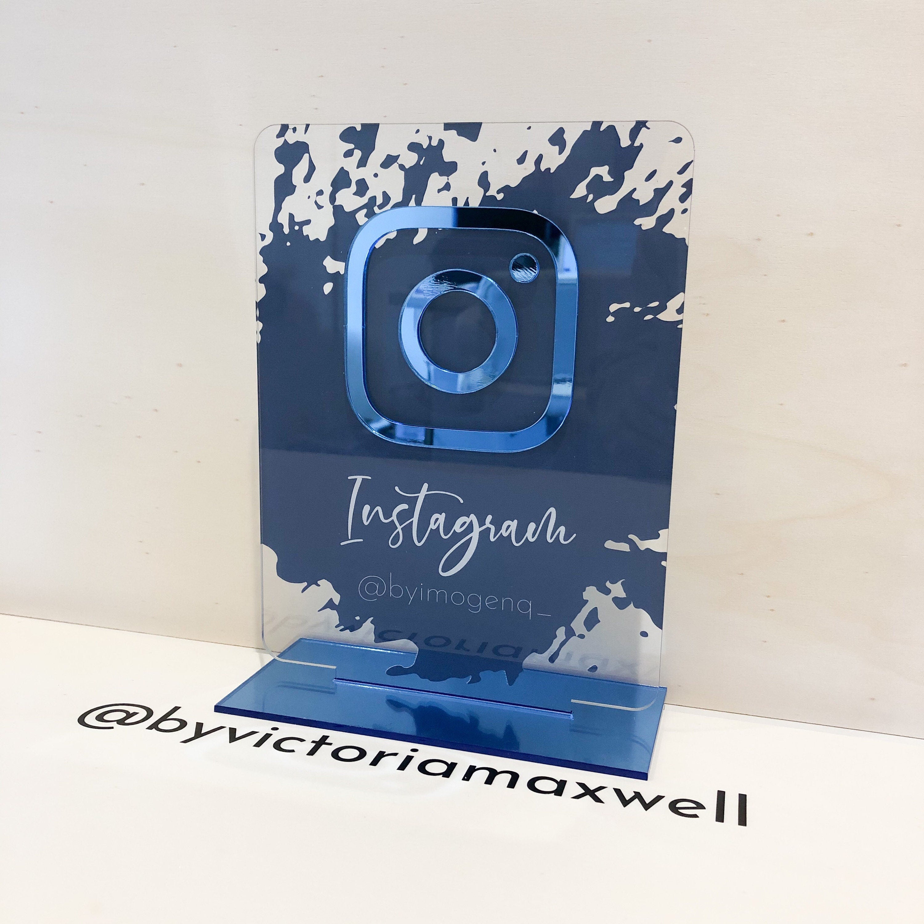 Custom Acrylic Instagram Sign for Business Reception - Social Media Display Plaque with Icon - Personalized Desk Advertising - Custom