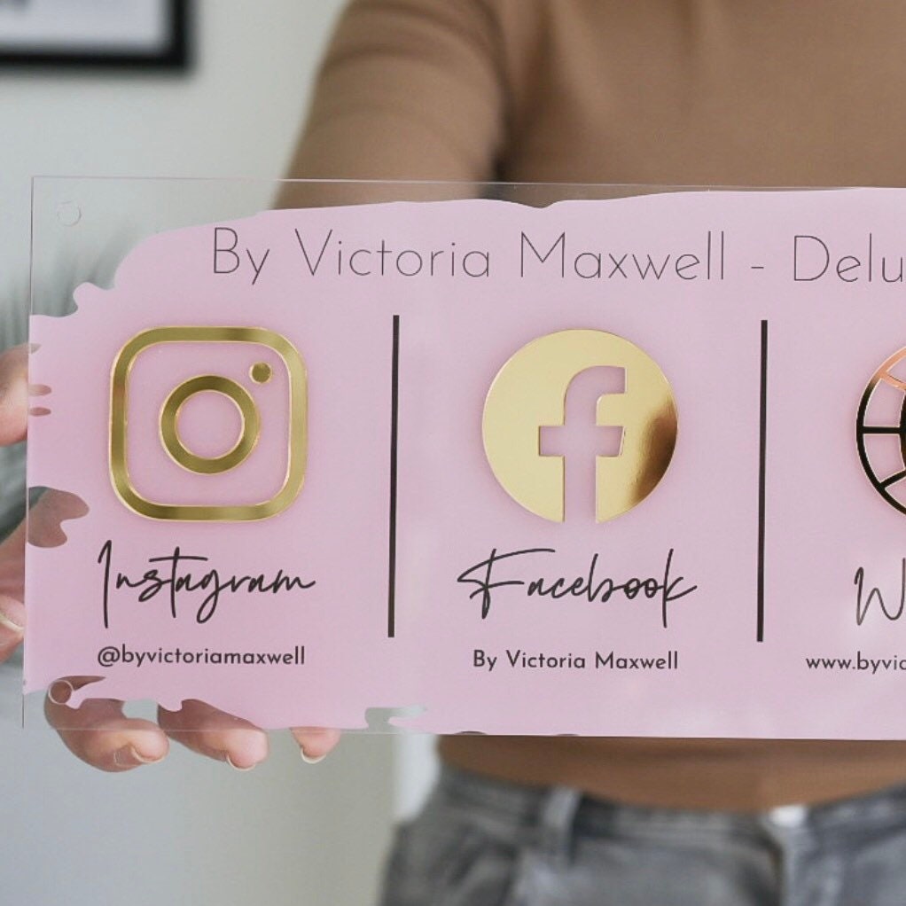 Large Wall Mounted Business Social Media Sign | Salon Sign | Beauty Sign | Hairdressers Beautician Sign
