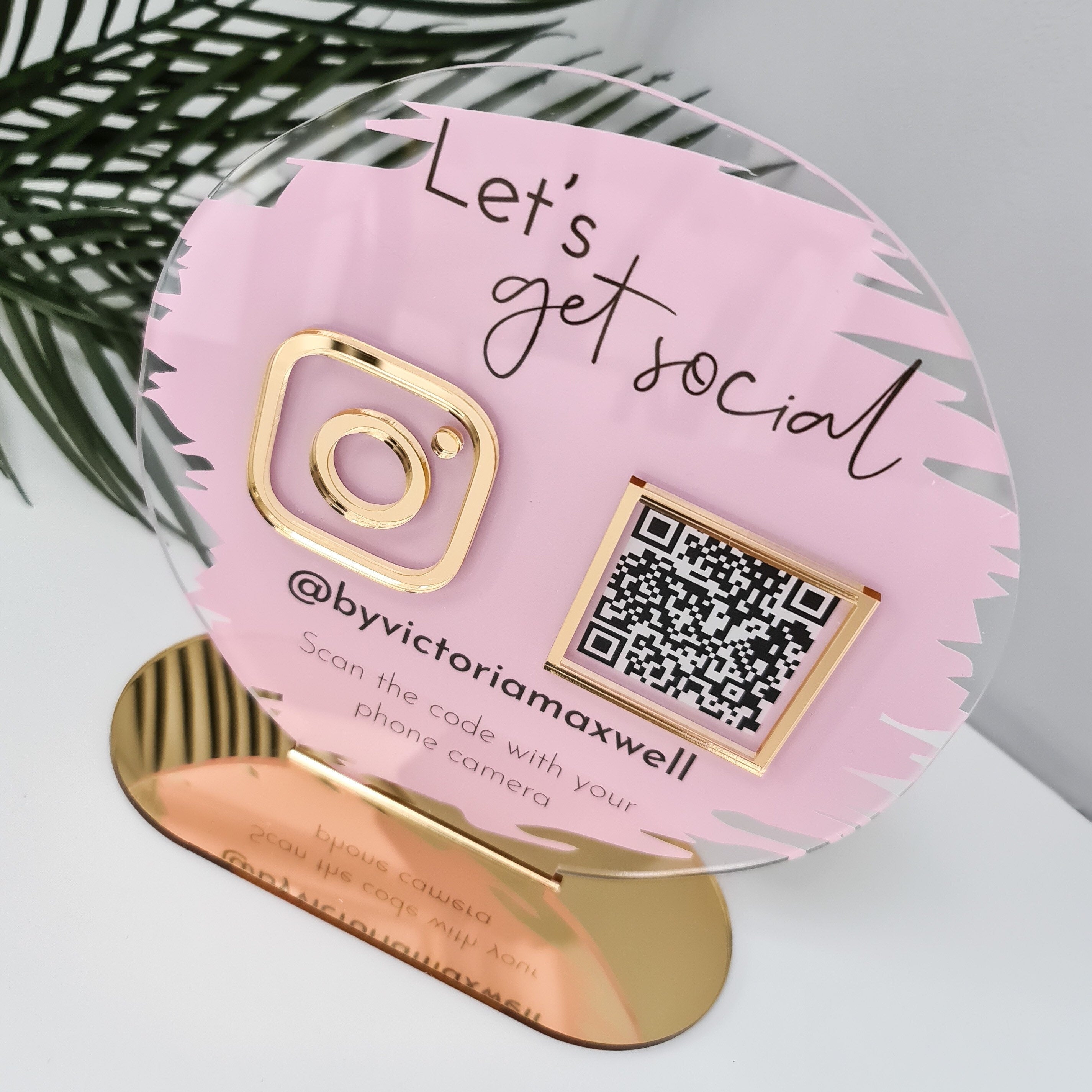 Acrylic Business Social Media QR Code Sign | Salon Sign | Beauty Sign | Beautician Sign
