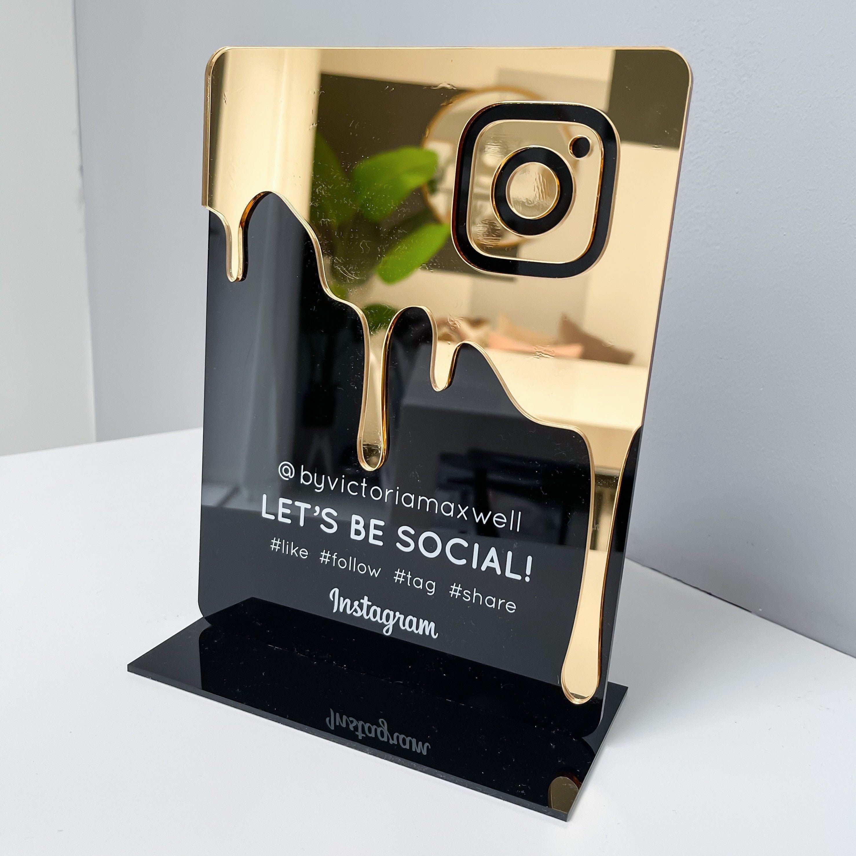 Business Social Media Sign Drip Instagram | Salon Sign | Custom Acrylic Sign | QR Plaque