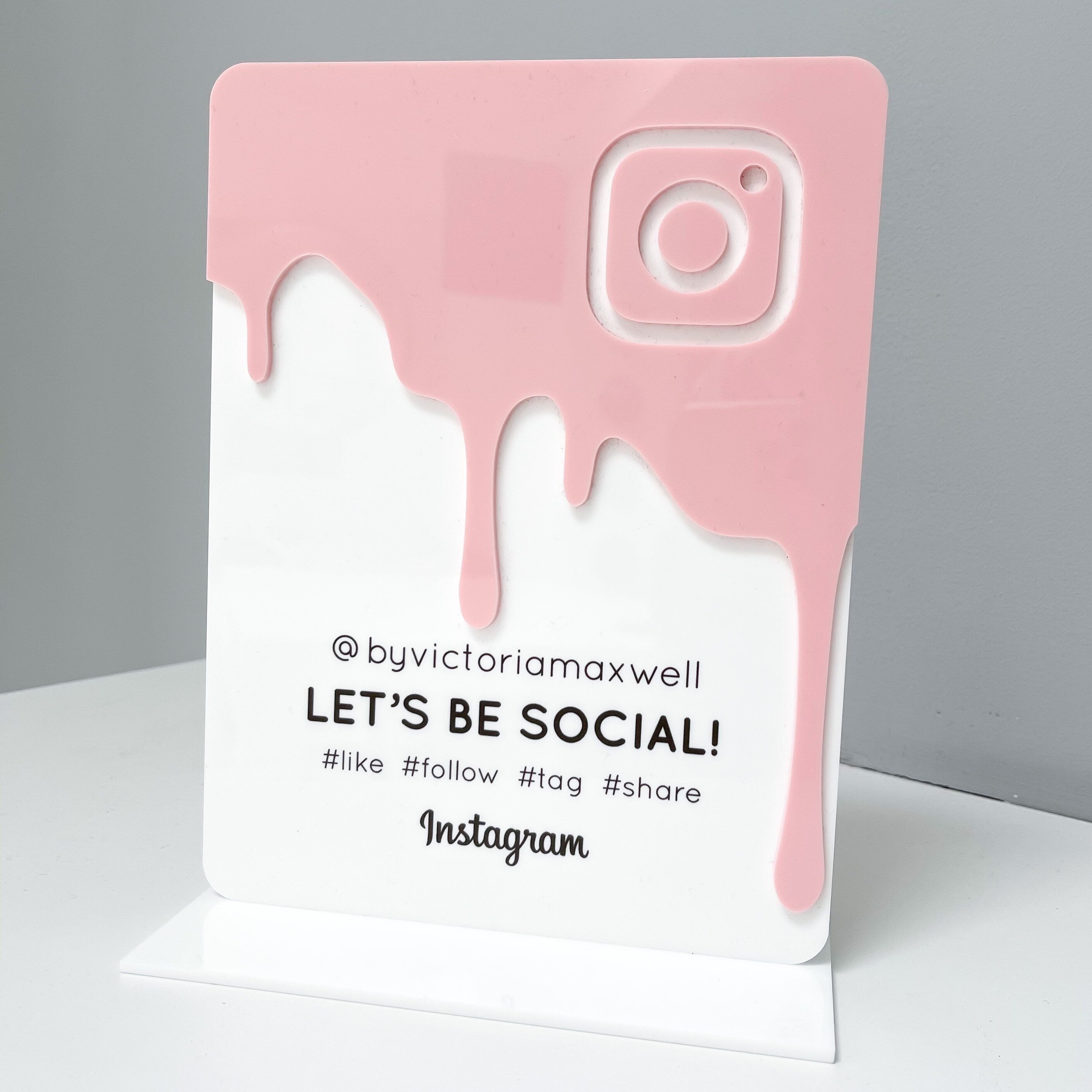Business Social Media Sign Drip Instagram | Salon Sign | Custom Acrylic Sign | QR Plaque