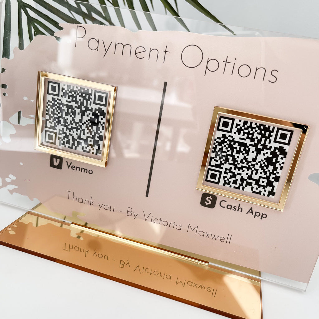 Double Business Payment Options QR Social Media Sign | Salon Sign | Beauty Sign | Hairdressers Beautician Sign | Direct Payment Scans