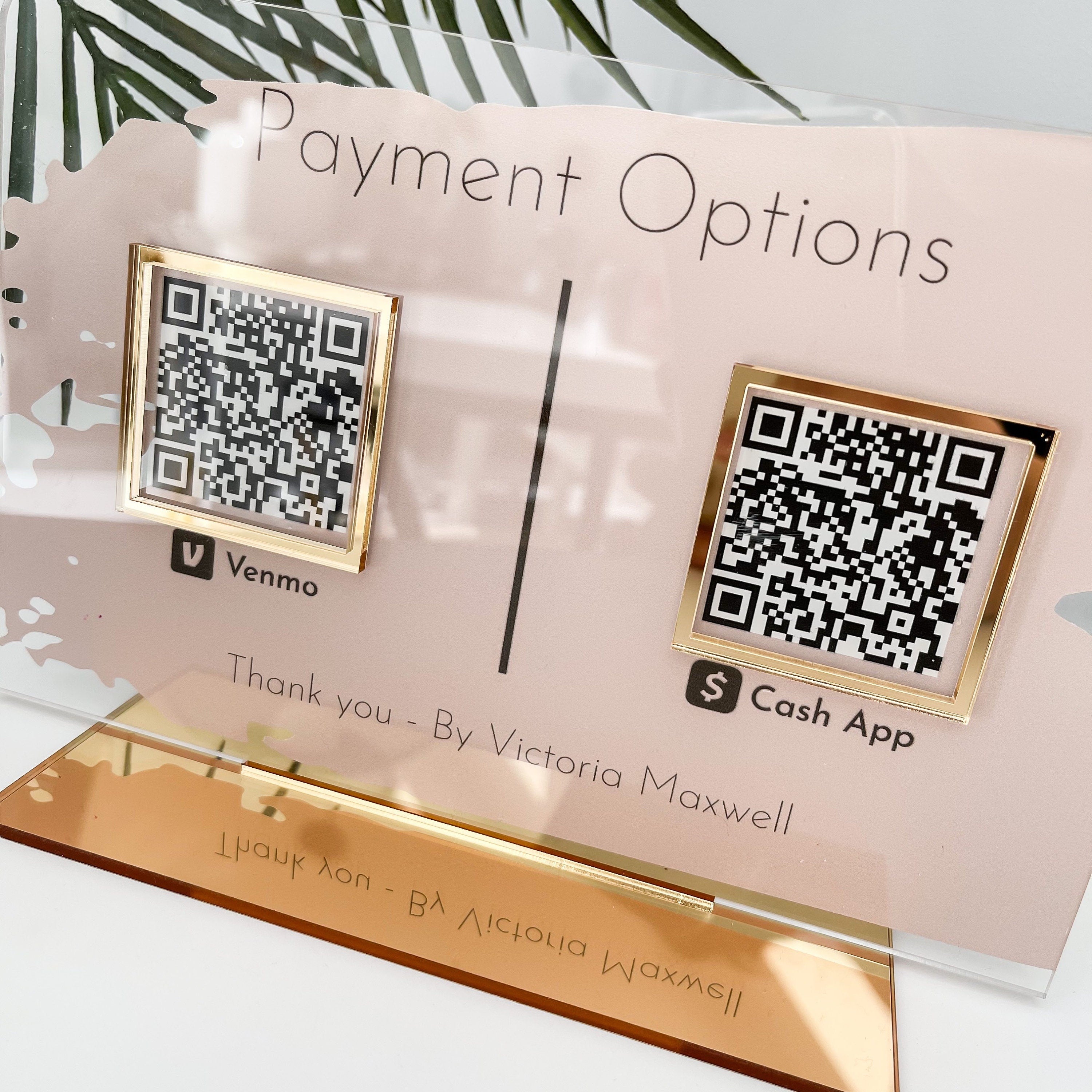 Double Business Payment Options QR Social Media Sign | Salon Sign | Beauty Sign | Hairdressers Beautician Sign | Direct Payment Scans