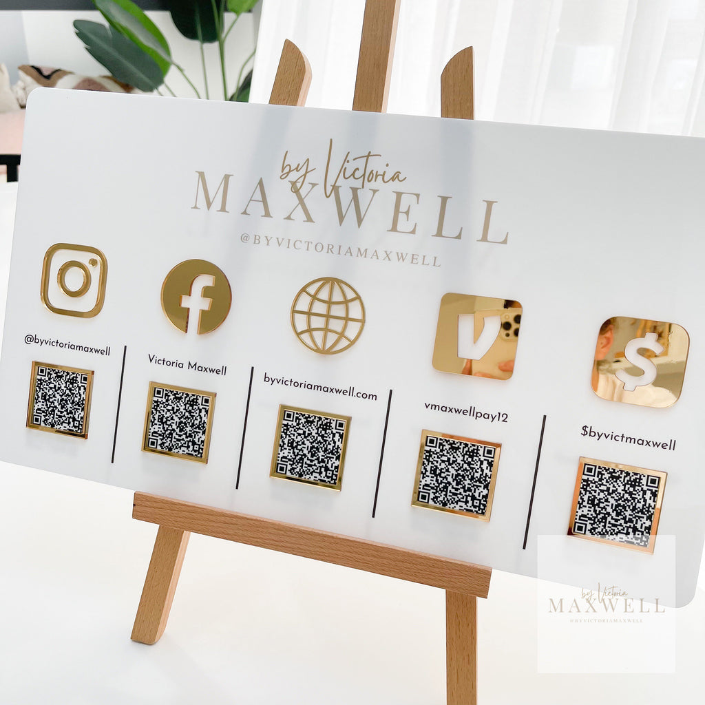 Wall Mounted Business Logo Social Media QR Code Sign | Salon Sign | Large Sign