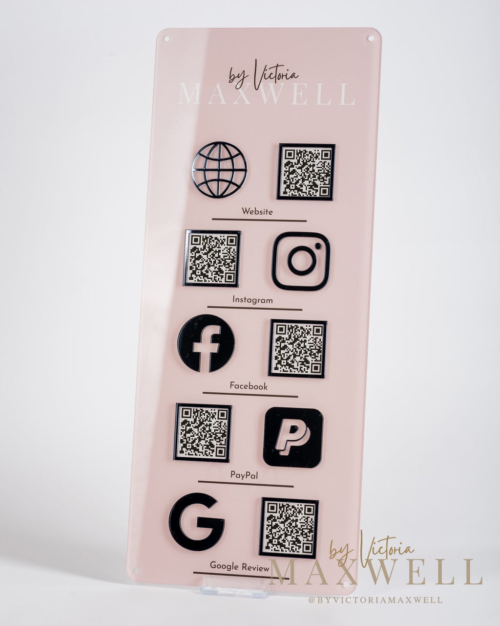 Wall-Mounted Business Logo Social Media Sign | Salon Reception Sign | Custom Acrylic QR Code Sign for Beauty, Hair Studios and Events