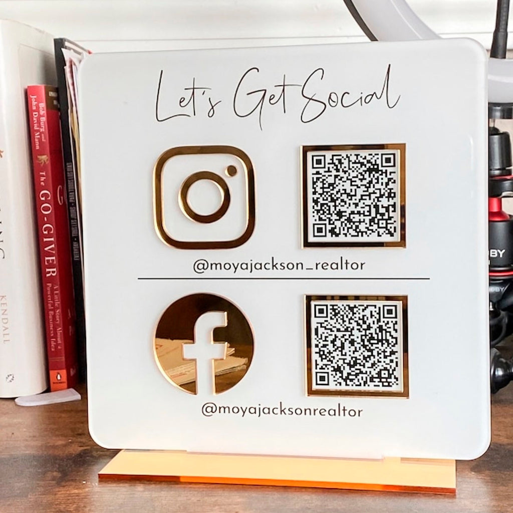 QR Code Stand Instagram Facebook Business Social Media Sign | Salon Sign