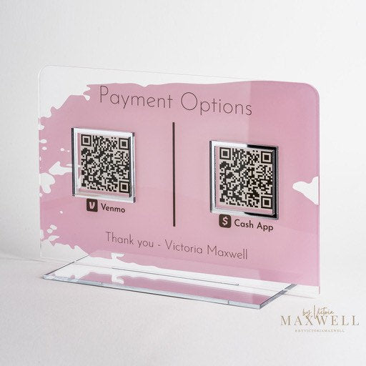 Double Business Payment Options QR Social Media Sign | Salon Sign | Beauty Sign | Hairdressers Beautician Sign | Direct Payment Scans