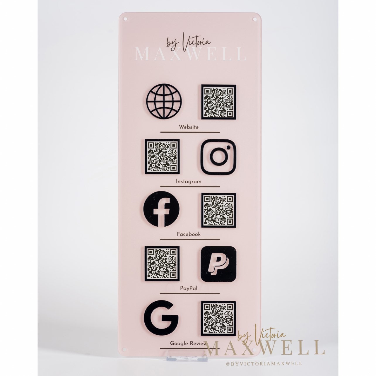 Wall-Mounted Business Logo Social Media Sign | Salon Reception Sign | Custom Acrylic QR Code Sign for Beauty, Hair Studios and Events