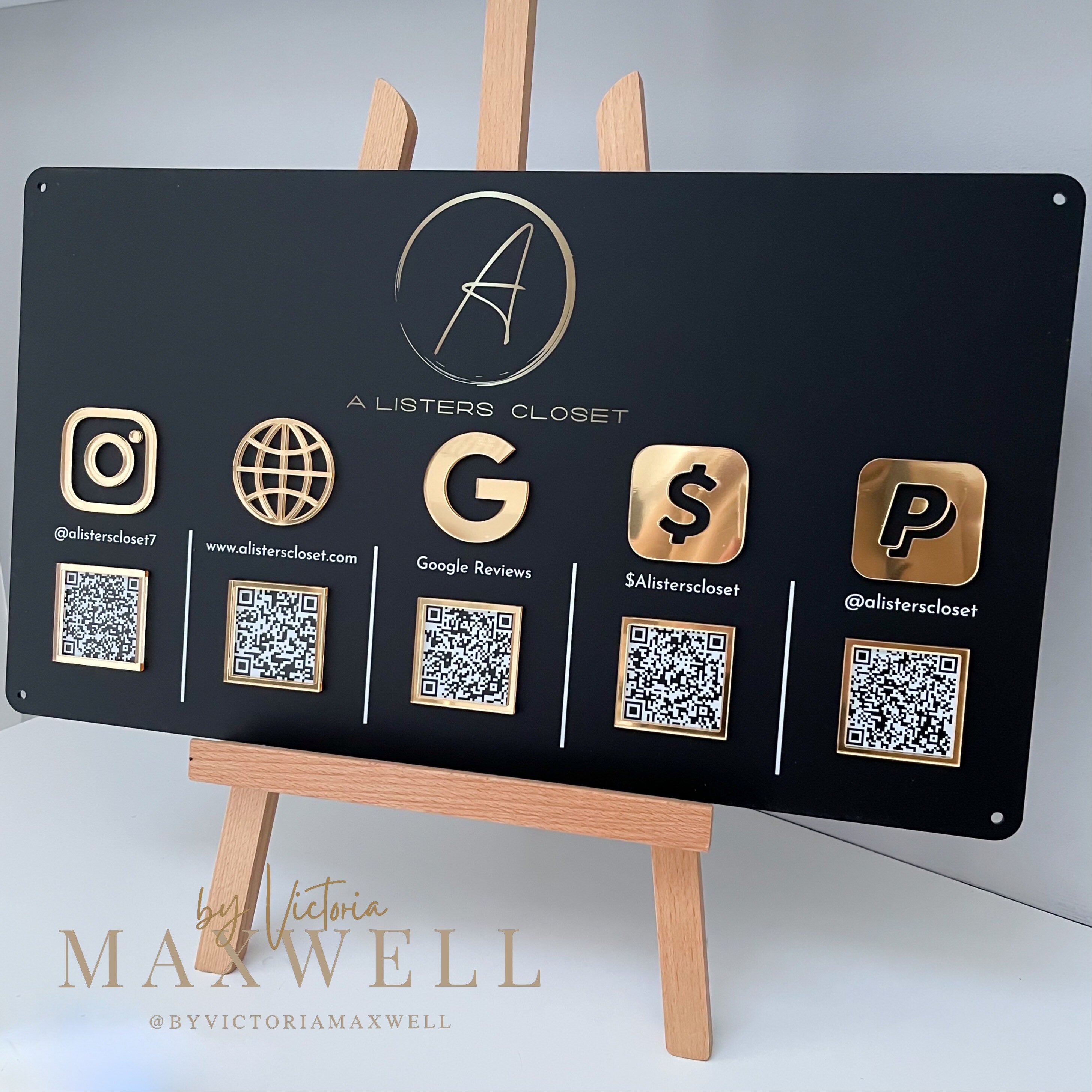 Wall Mounted Business Logo Social Media QR Code Sign | Salon Sign | Large Sign